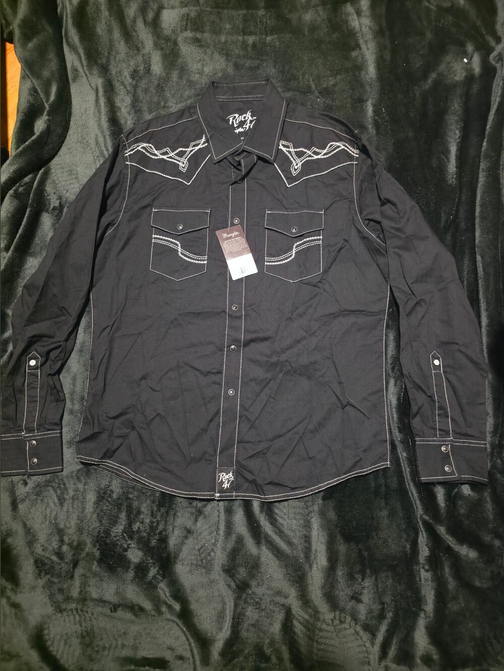 Wrangler Rock 47 Black Western Button-Front Shirt